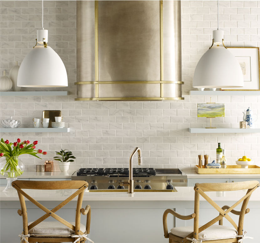 Thompson Traders KCRH48 Quintana Range Hood in Satin Brass & Burnished Nickel
(Smooth)