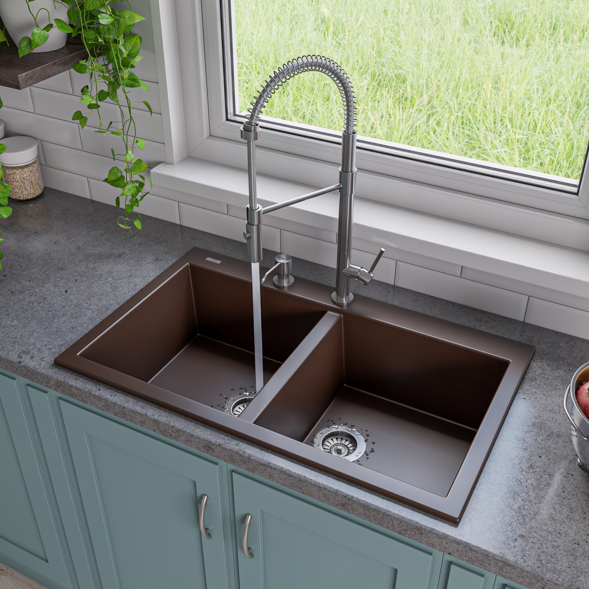 Double Bowl Granite Composite Kitchen Sink