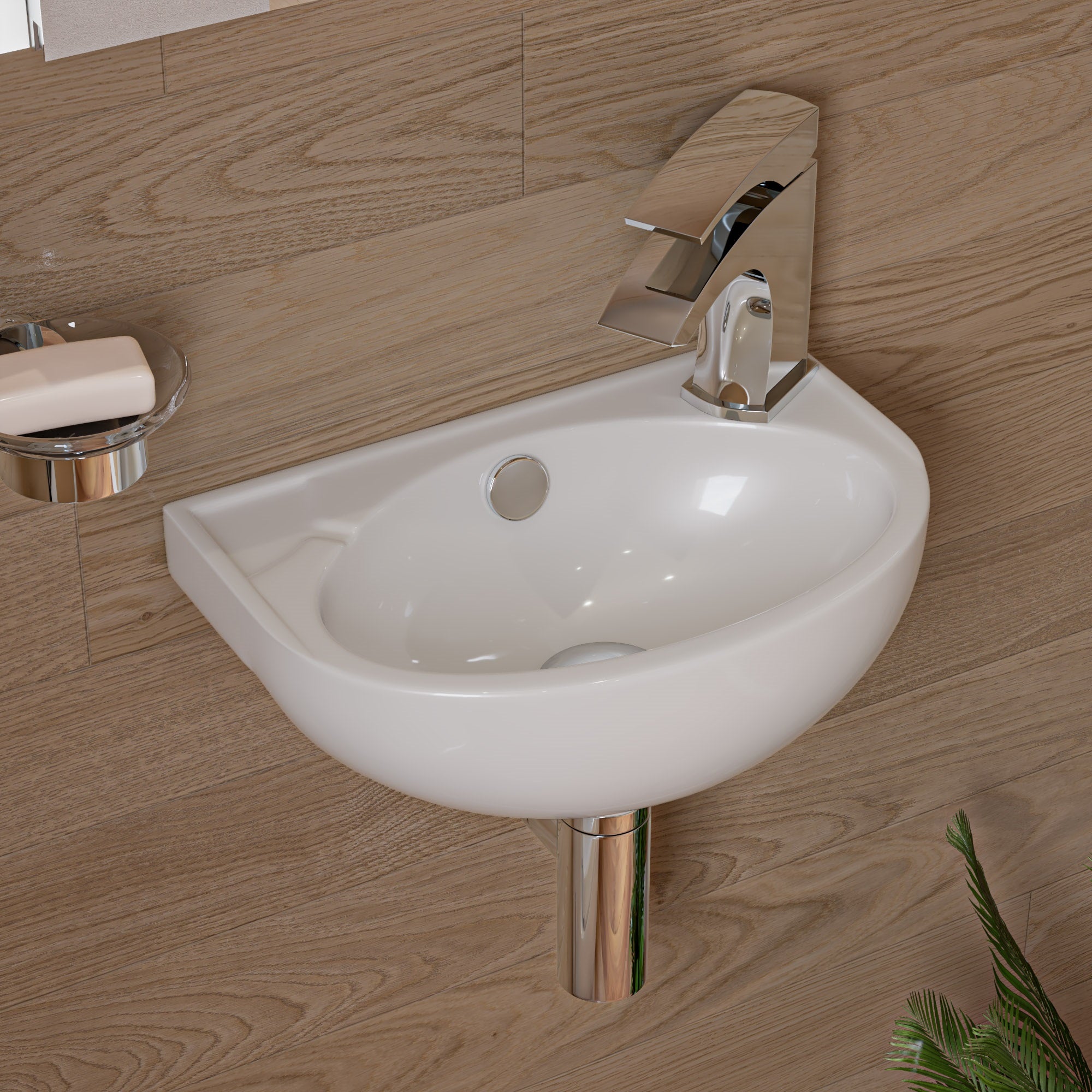 Wall Mounted Ceramic Sink With Faucet Hole
