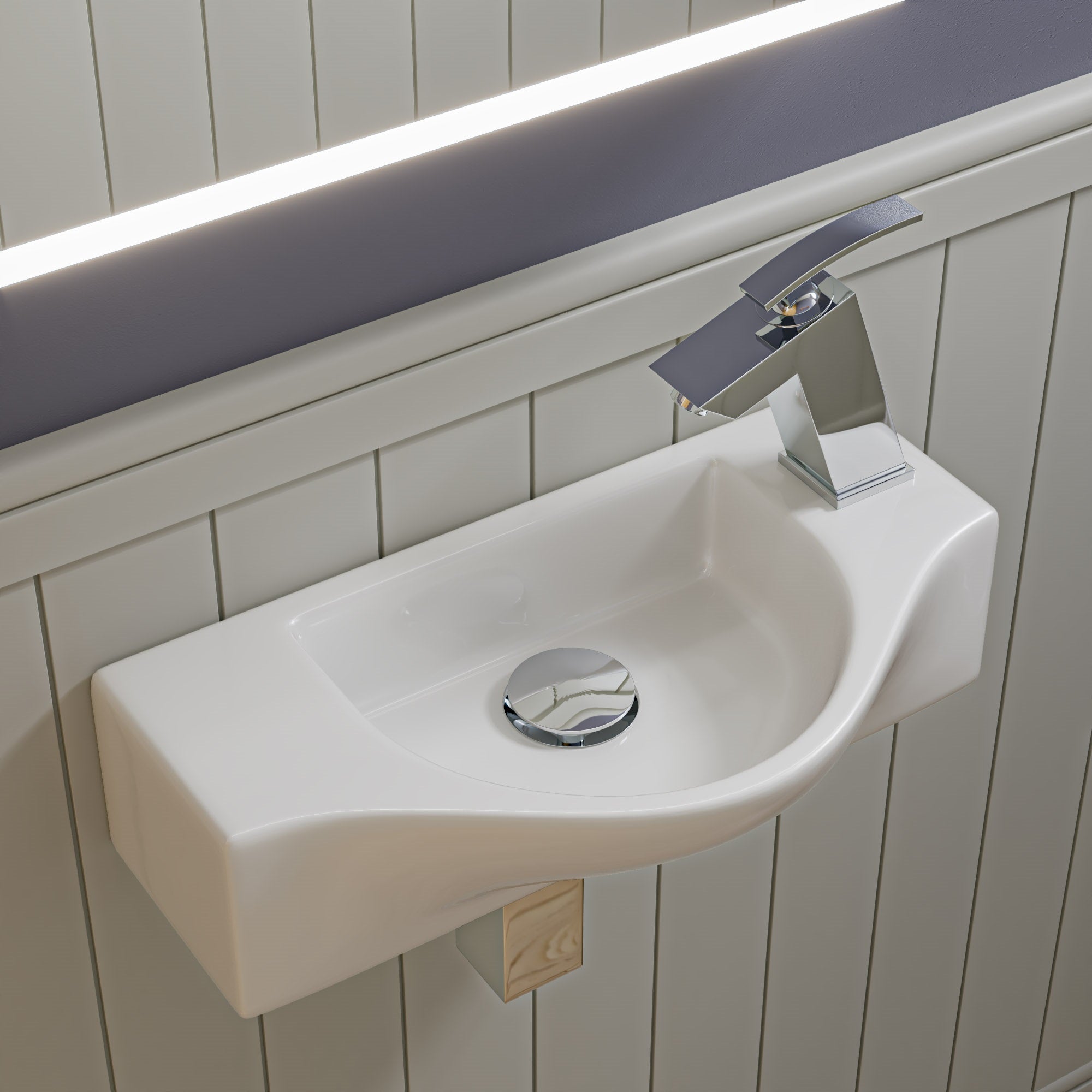 Wall Mounted Ceramic Sink With Faucet Hole