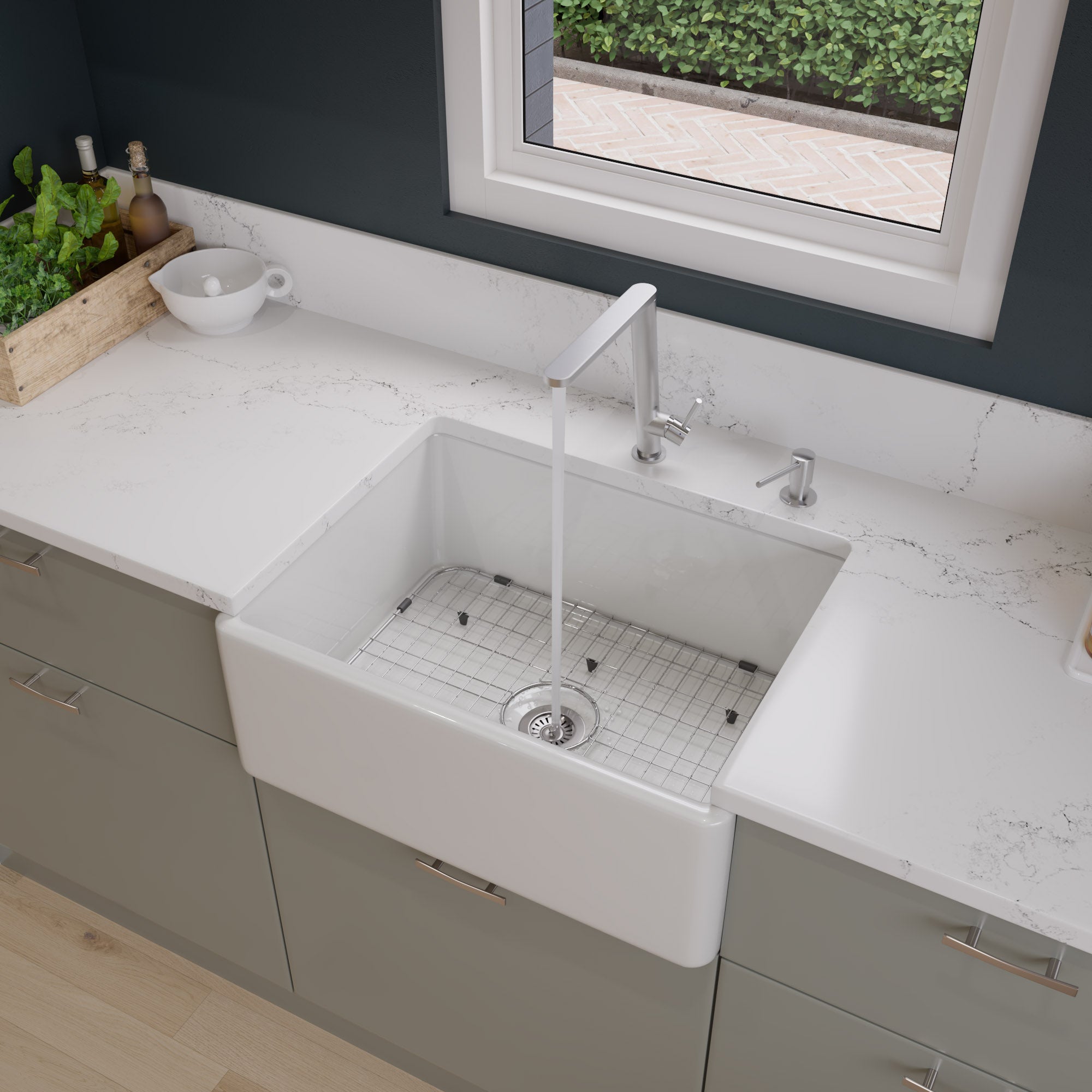 Smooth Apron Fireclay Farmhouse Kitchen Sink