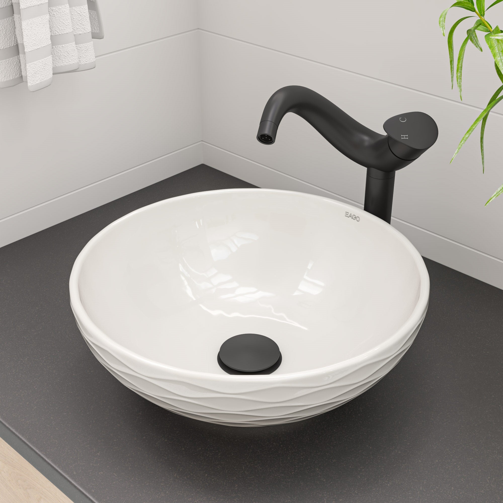 Round Vessel Above Mount Ceramic Sink