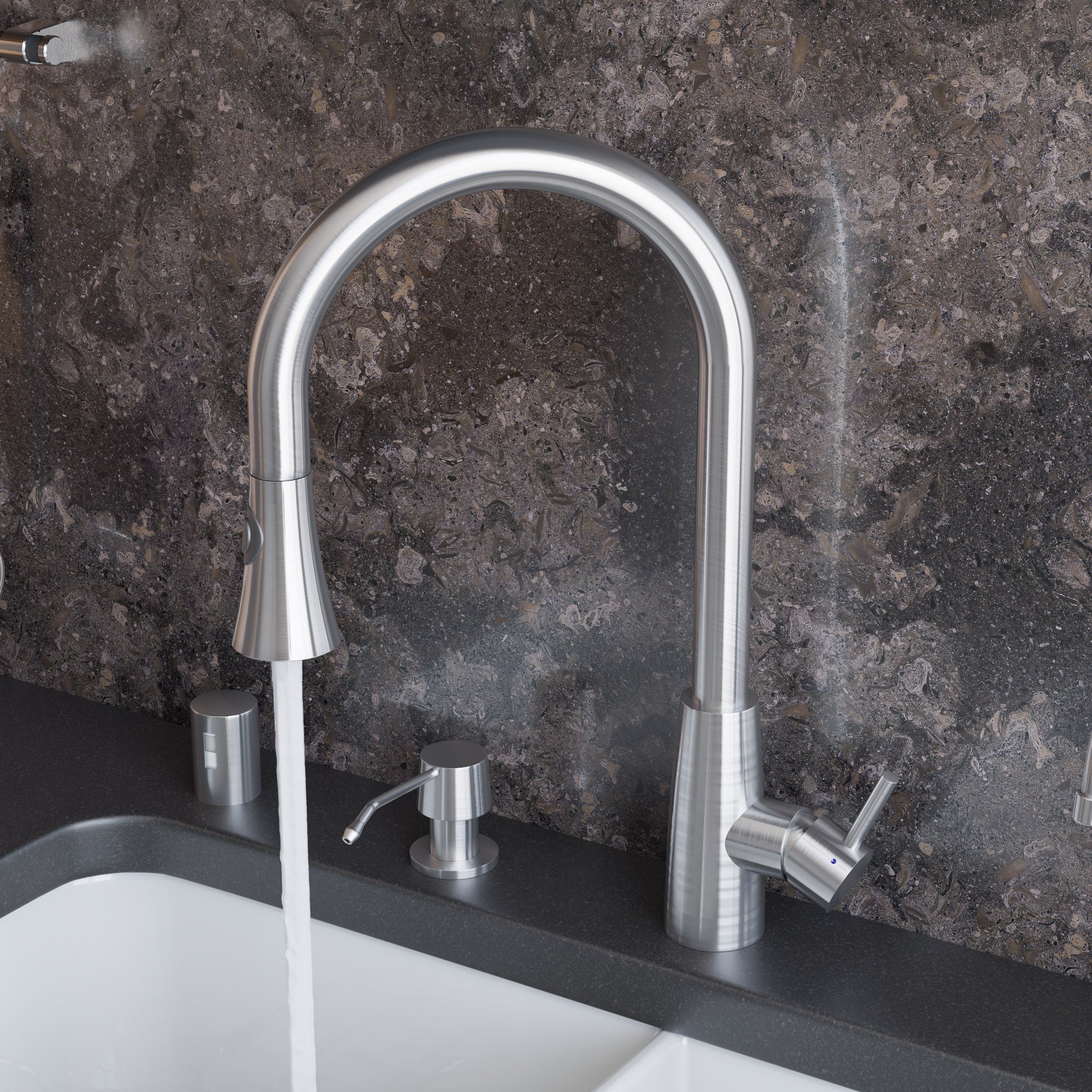 Steel Pull Down Single Hole Kitchen Faucet