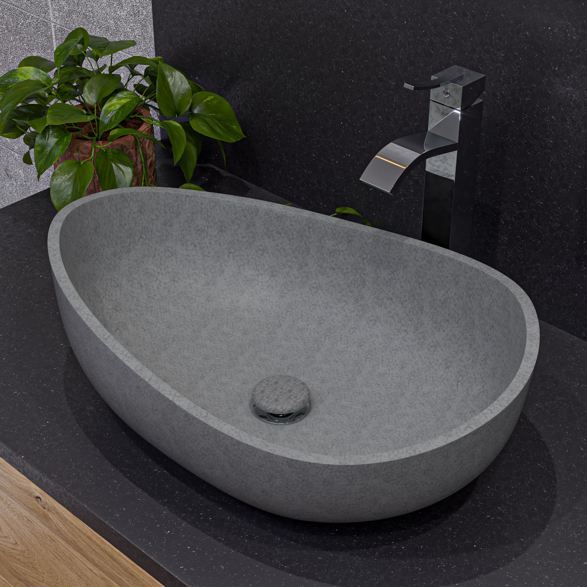 Wavy Oval Above Mount Vessel Sink