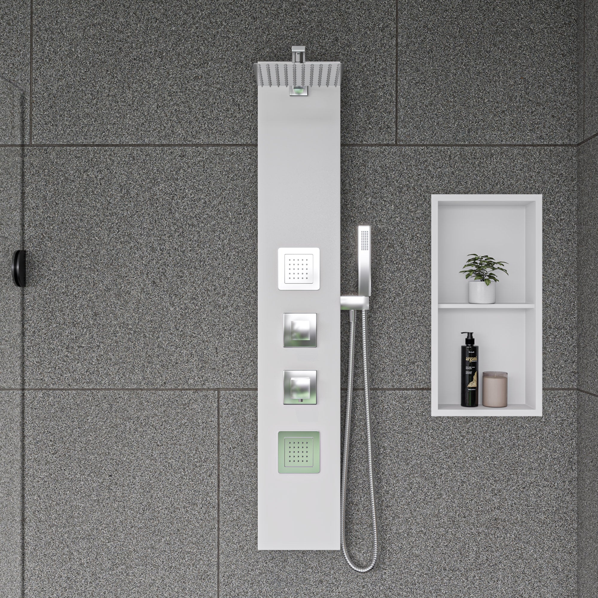 Panel With 2 Body Sprays And Rain Shower Head