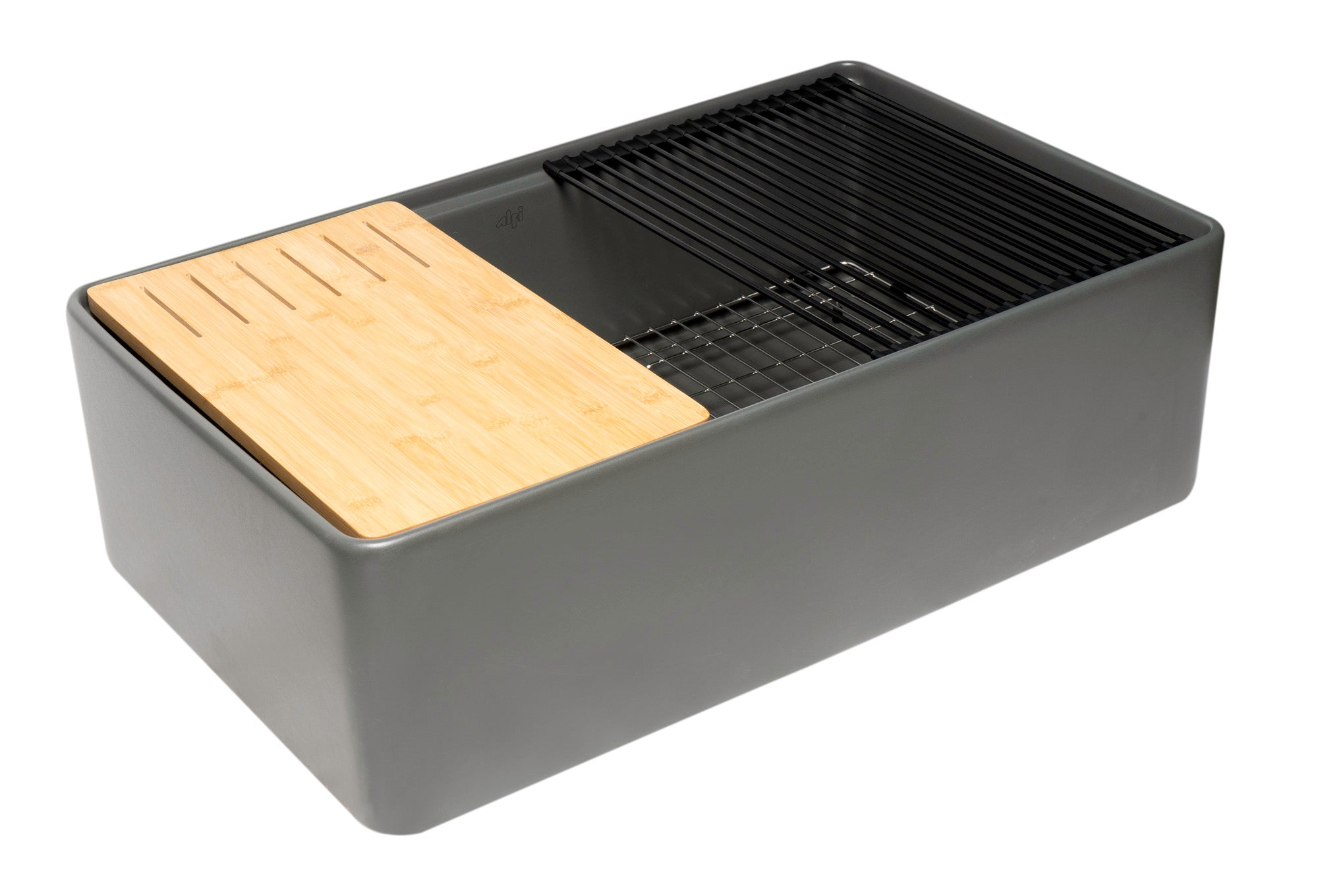 33" X 20" Single Bowl Step Rim Fireclay Farm With Accessories