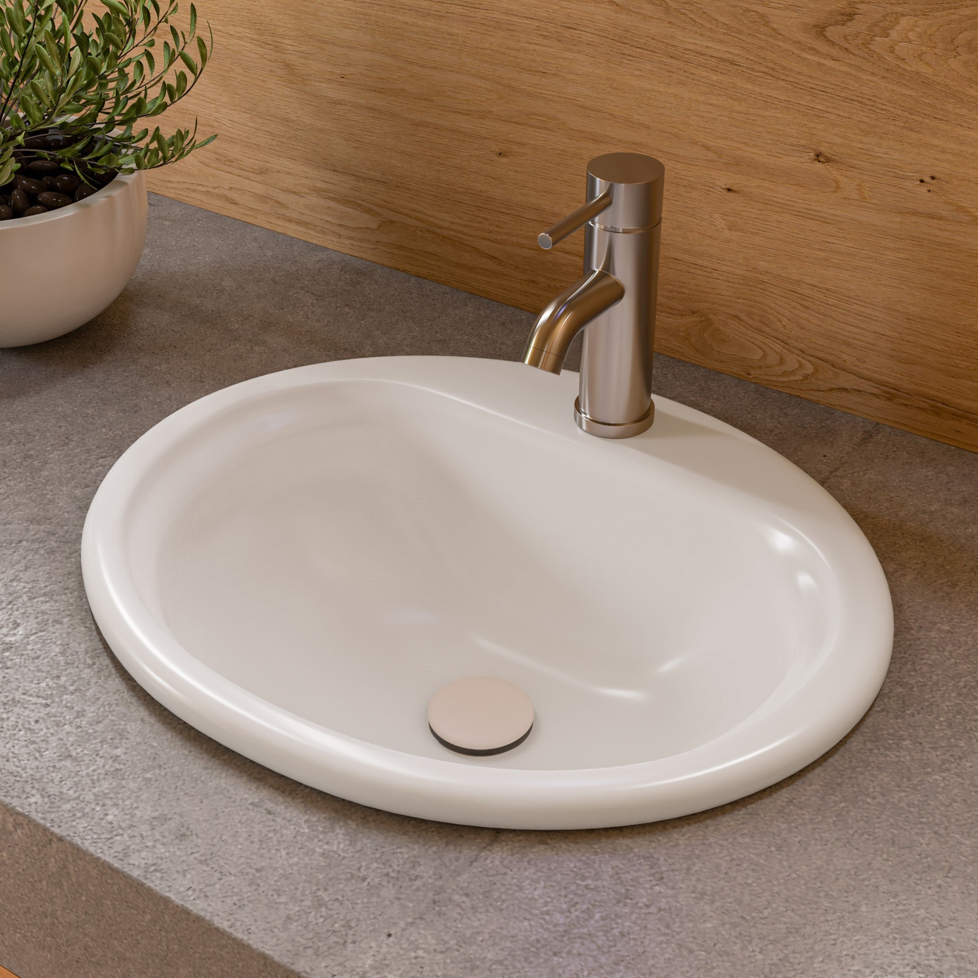 Drop In Ceramic Sink With Faucet Hole