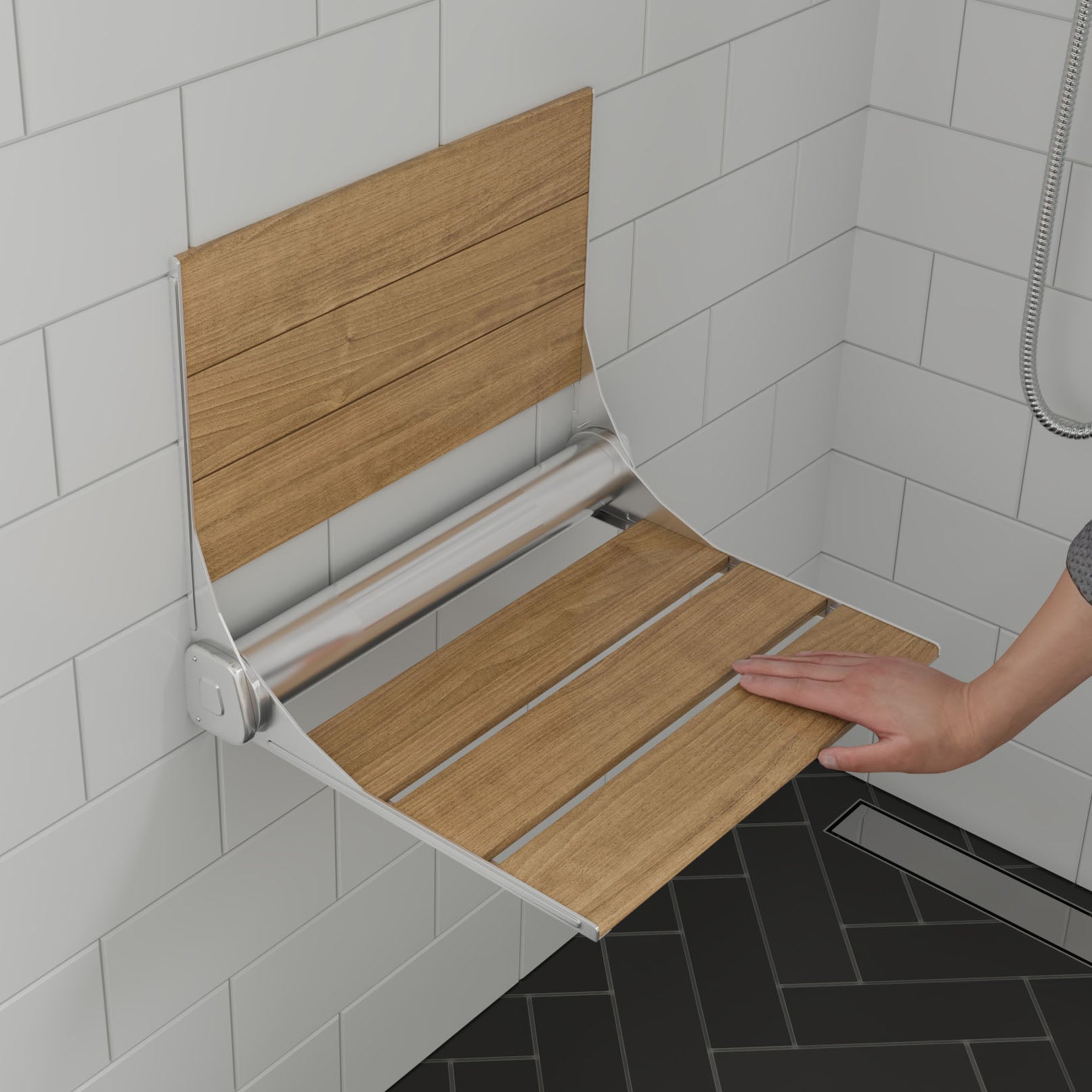 Wood Shower Seat Bench With Backrest