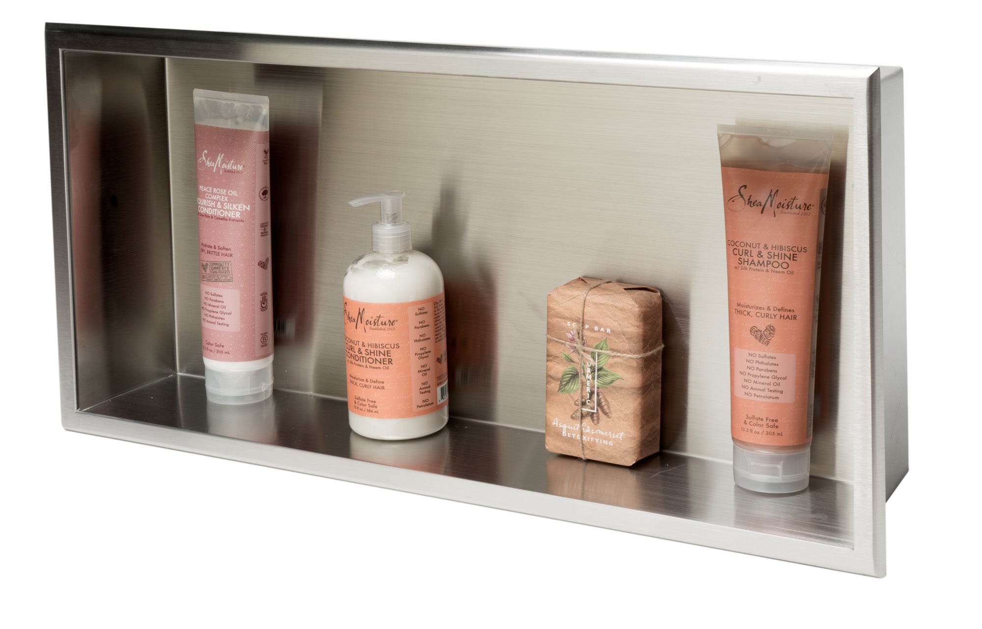 Brushed Stainless Steel Horizontal Single Shelf Bath Shower Niche