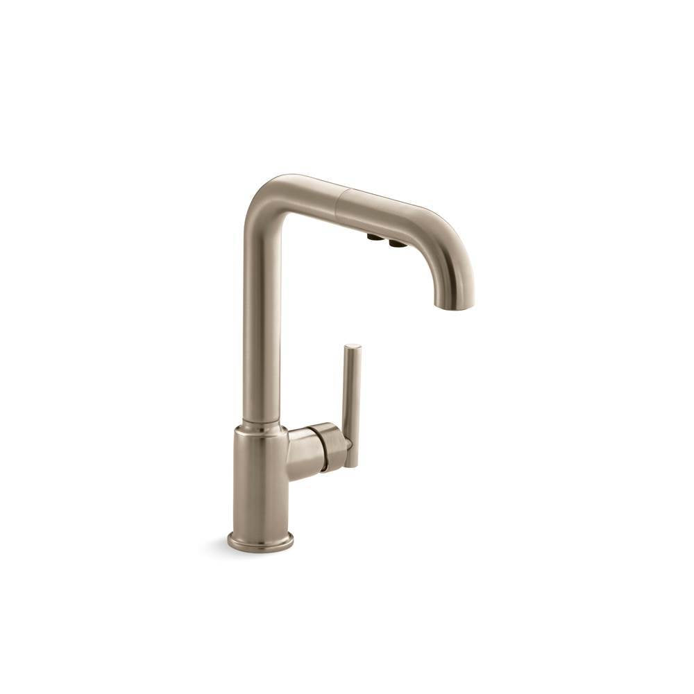 Purist Pull-out kitchen sink faucet with three-function sprayhead