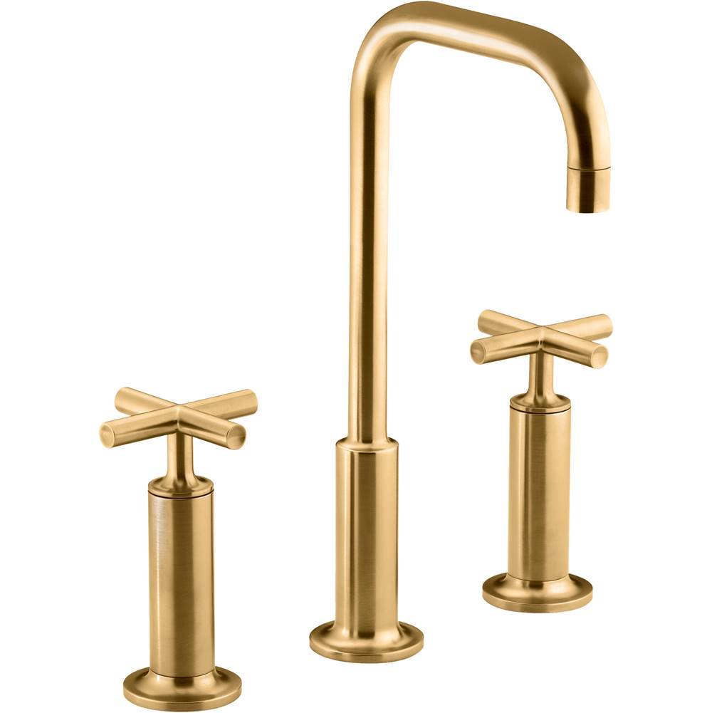 Purist Widespread bathroom sink faucet with Cross handles, 1.2 gpm