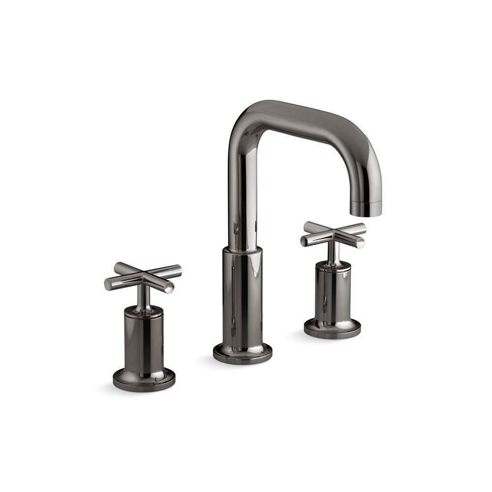 Purist Deck-mount bath faucet trim with Cross handles
