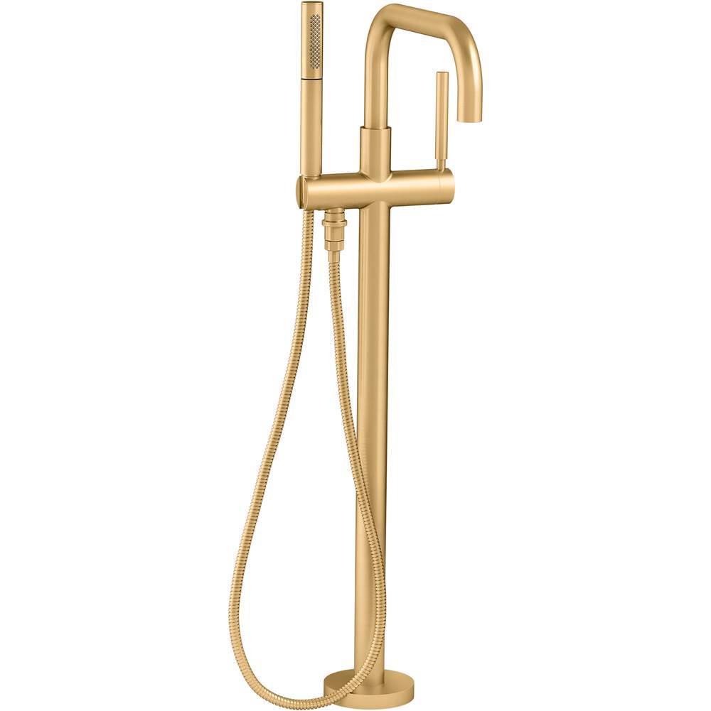 Purist Floor-mount bath filler trim with handshower