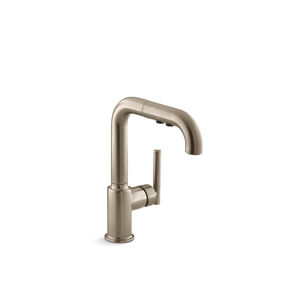 Purist Pull-out kitchen sink faucet with three-function sprayhead