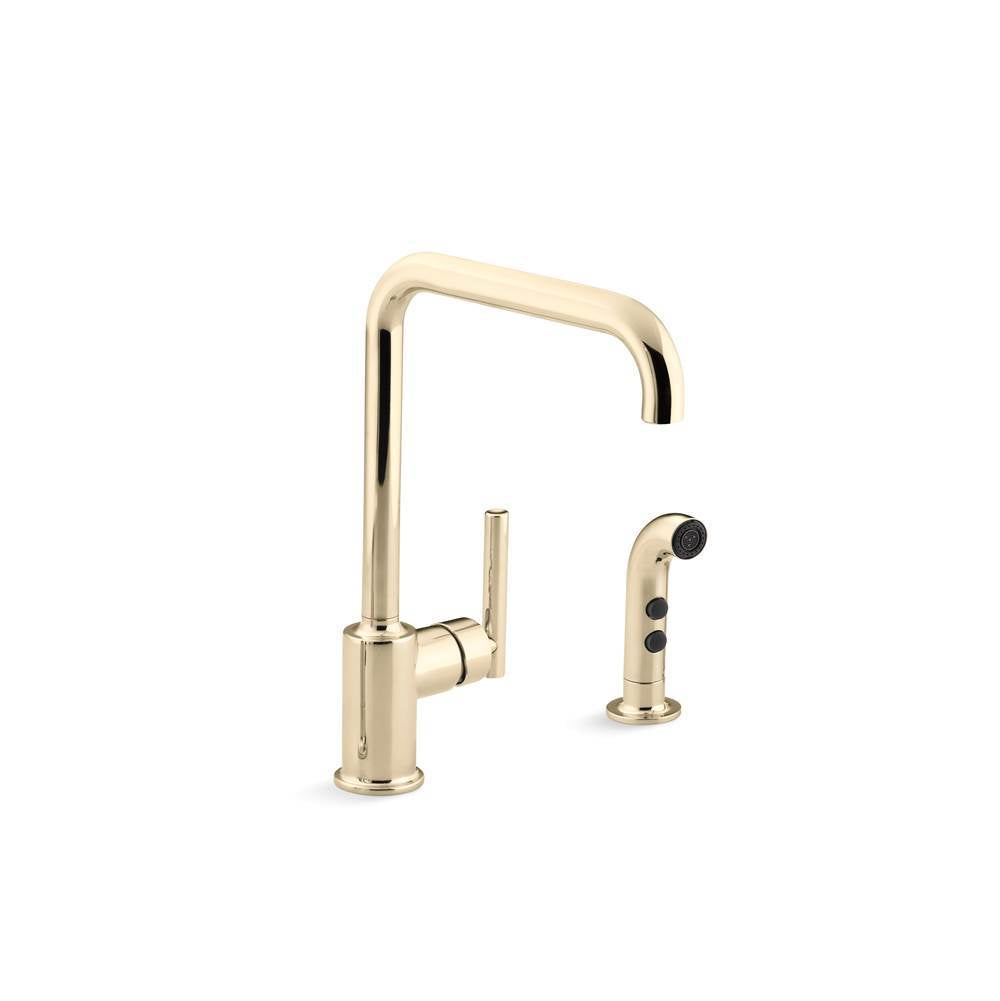 Purist Single-handle kitchen sink faucet with side sprayer