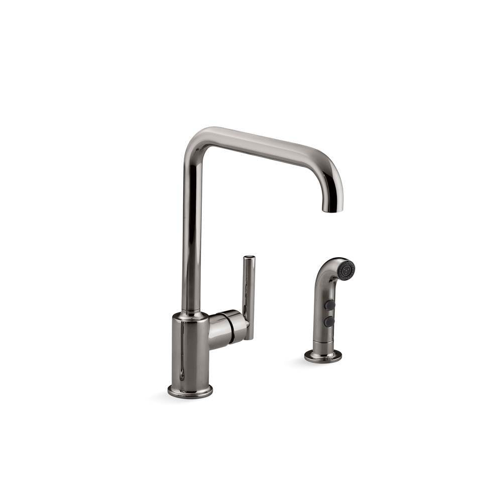 Purist Single-handle kitchen sink faucet with side sprayer