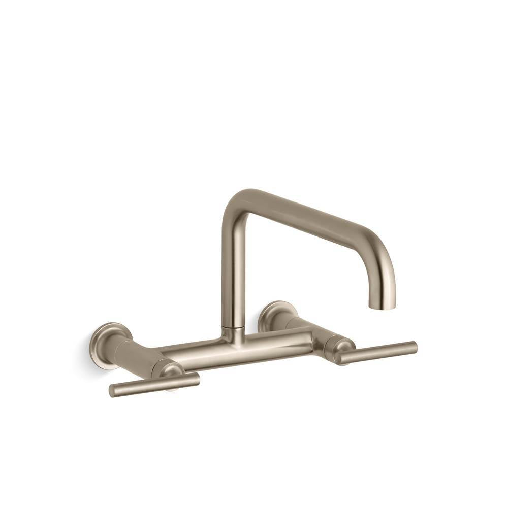 Purist Two-hole wall-mount bridge kitchen sink faucet