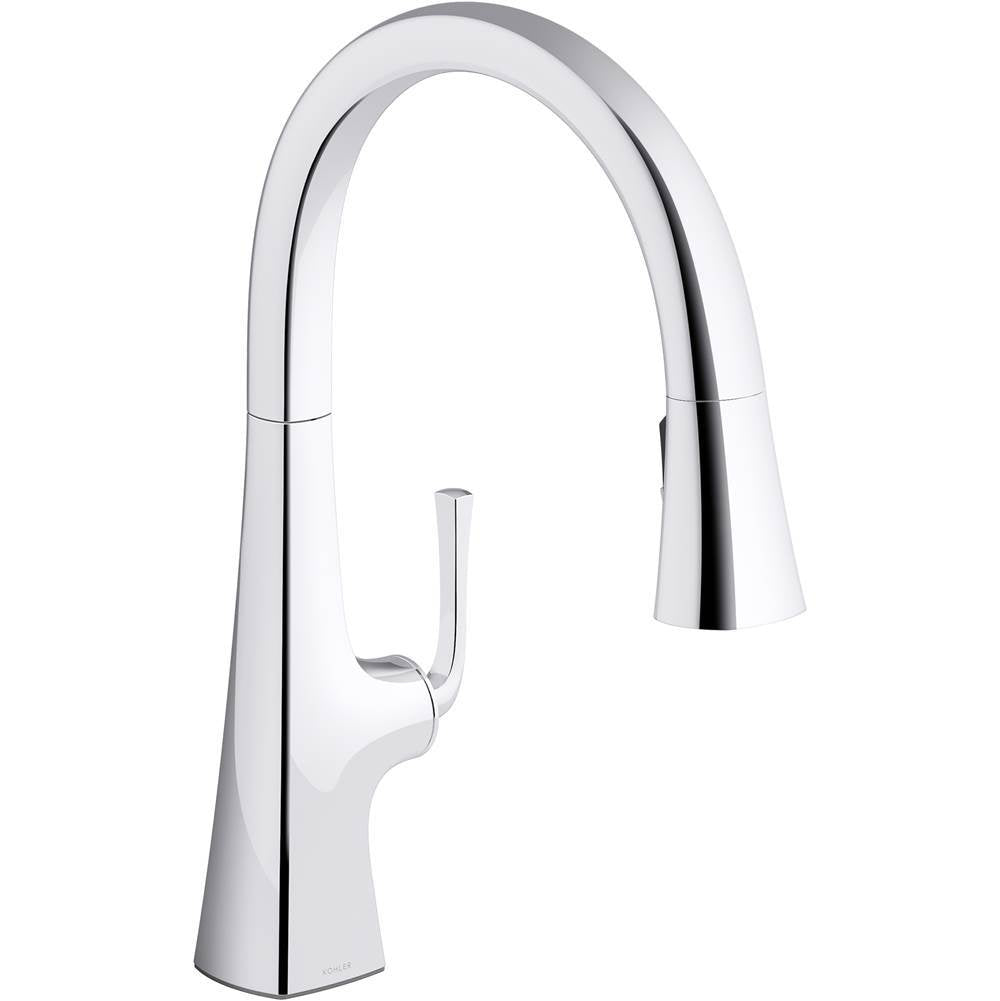 Graze Pull-down kitchen sink faucet with three-function sprayhead
