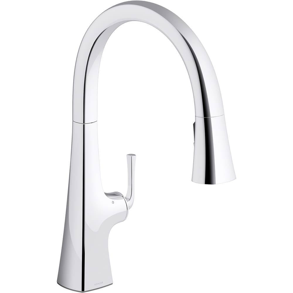 Graze Touchless pull-down kitchen sink faucet with three-function sprayhead