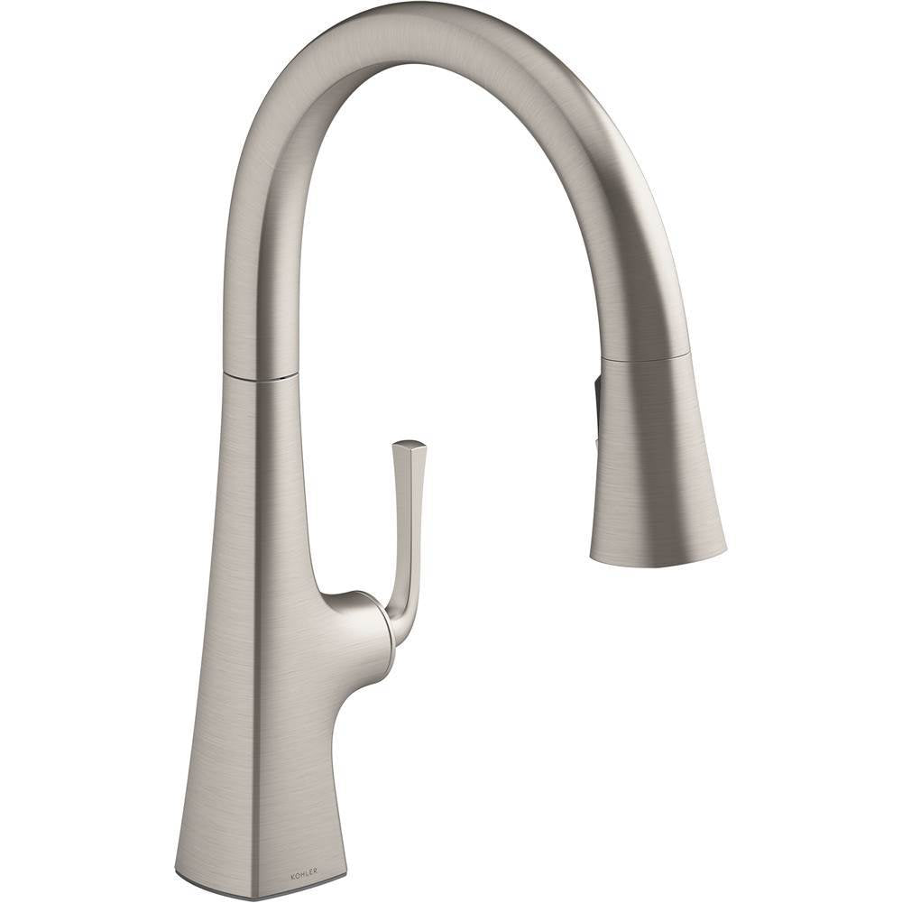 Graze Pull-down kitchen sink faucet with three-function sprayhead