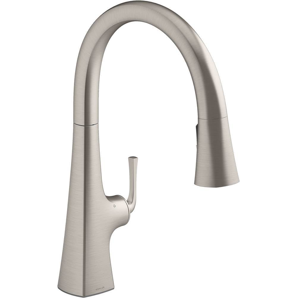Graze Touchless pull-down kitchen sink faucet with three-function sprayhead