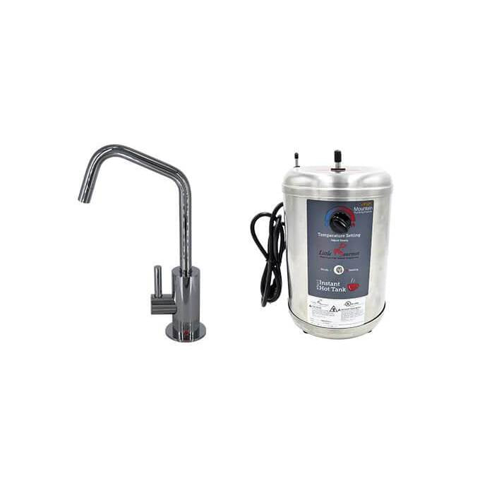 Hot Water Faucet with Contemporary Round Body and Handle (120 Degree Spout) and Little Gourmet  Premium Hot Water Tank