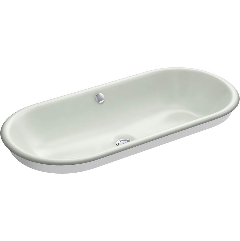 Iron Plains  33" oval drop-in/undermount/vessel bathroom sink with White painted underside