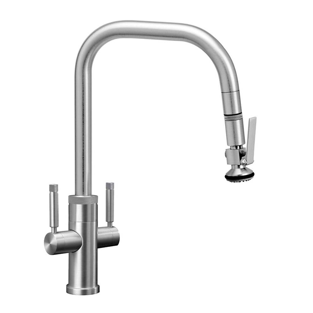 Fulton Industrial 2 Handle PLP Pulldown Faucet - Angled Spout - Lever Sprayer