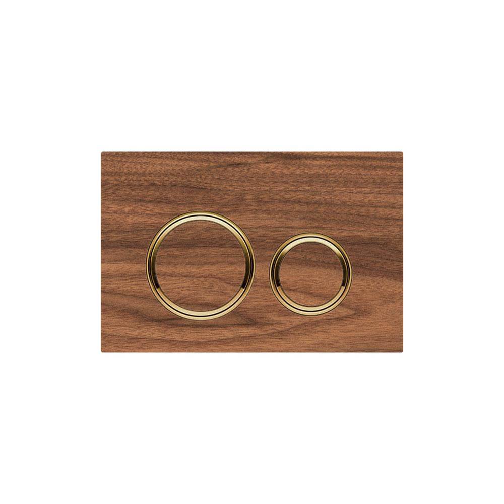 Actuator Plate Sigma21 For Dual Flush, Metal Colour Brass: Brass, Black Walnut