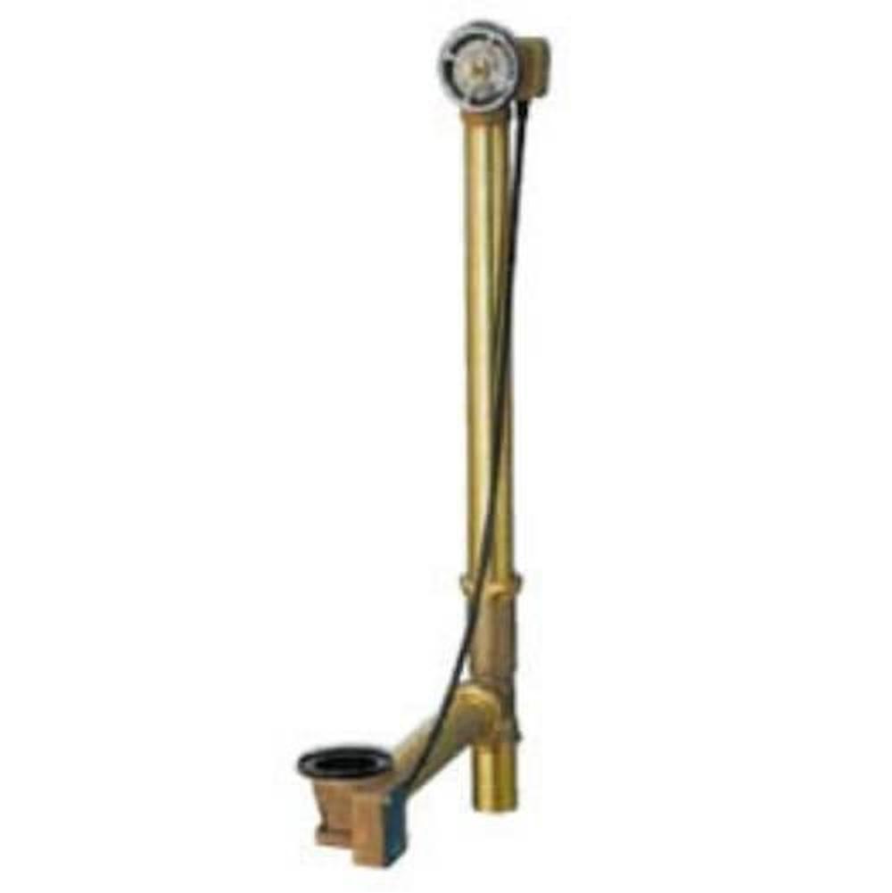 Bathtub Drain With Turncontrol Handle Actuation, Rough-In Unit 17-24" Brass