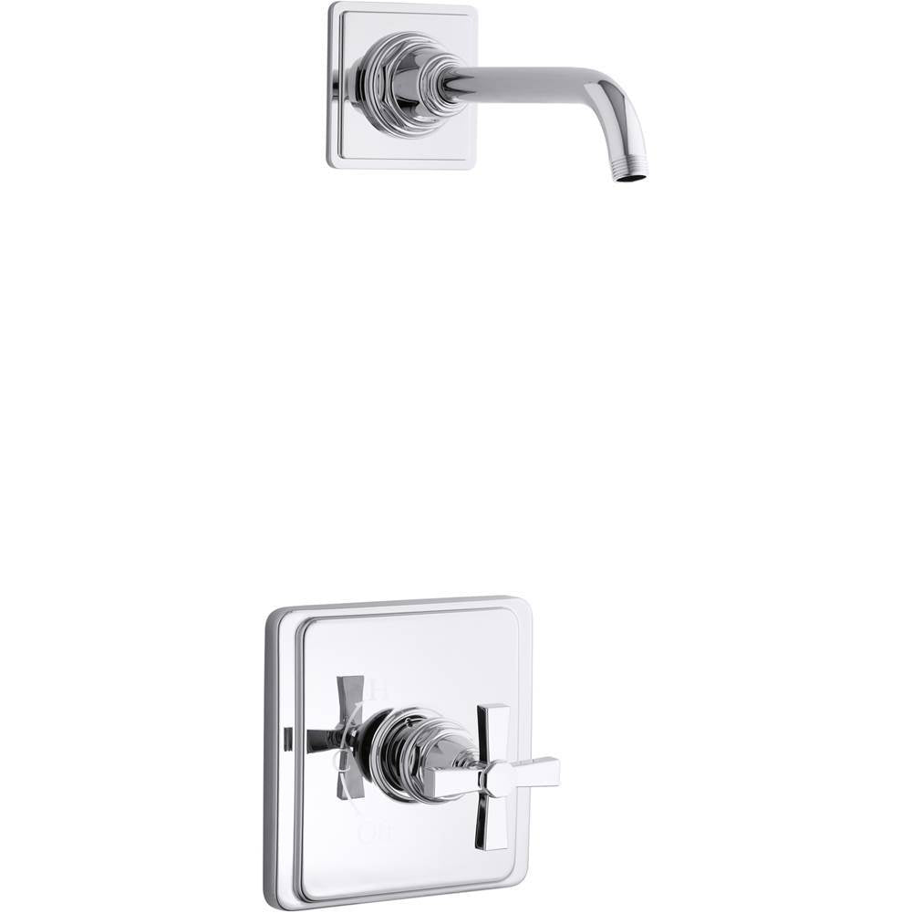 Pinstripe  Pure Rite-Temp  shower trim kit with cross handle, without showerhead