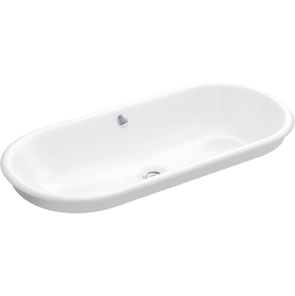 Iron Plains  33" oval drop-in/undermount/vessel bathroom sink with White painted underside