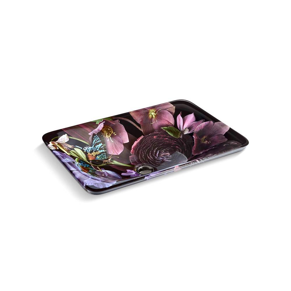 Dutchmaster Midnight Floral Carillon  21-1/4" rectangular drop-in bathroom sink, no overflow