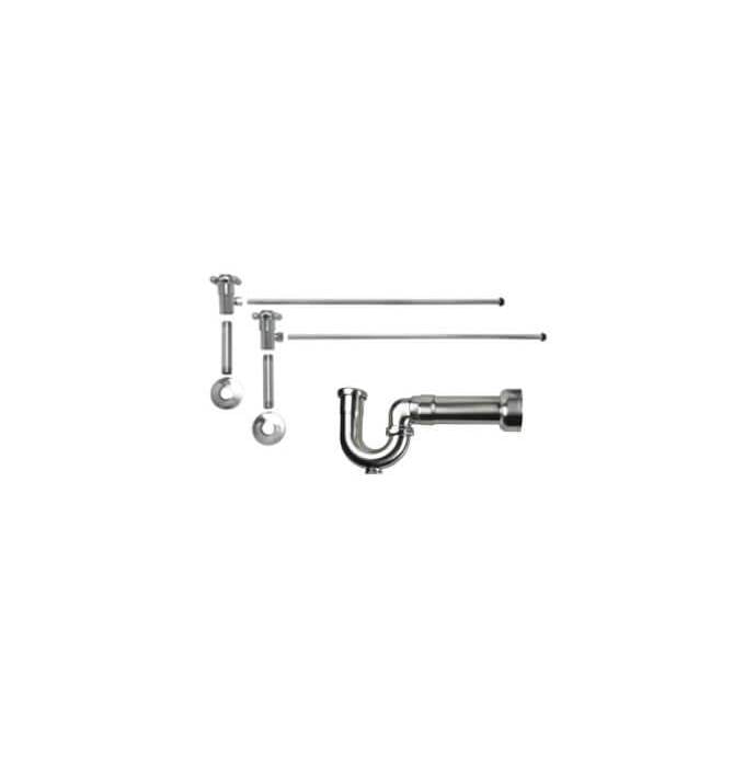 Lavatory Supply Kit - Brass Cross Handle with 1/4 Turn Ceramic Disc Cartridge Valve (MT4001X-NL) - Angle, Massachusetts P-Trap