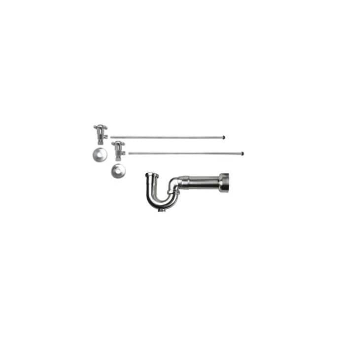 Lavatory Supply Kit - Brass Cross Handle with 1/4 Turn Ceramic Disc Cartridge Valve (MT4003X-NL) - Angle, Massachusetts P-Trap