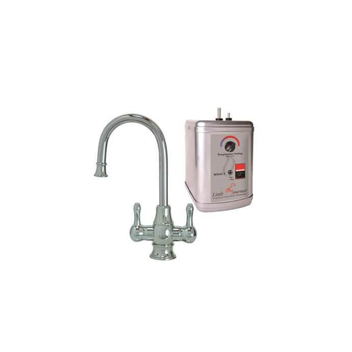 Hot and Cold Water Faucet with Traditional Curved Body and Curved Handles and Little Gourmet  Premium Hot Water Tank
