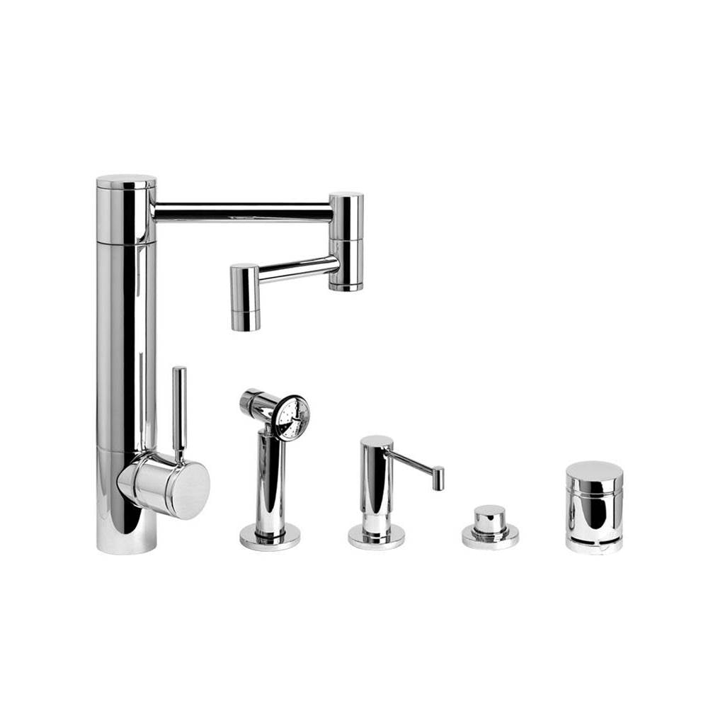 Hunley Kitchen Faucet - 12" Articulated Spout - 4pc. Suite