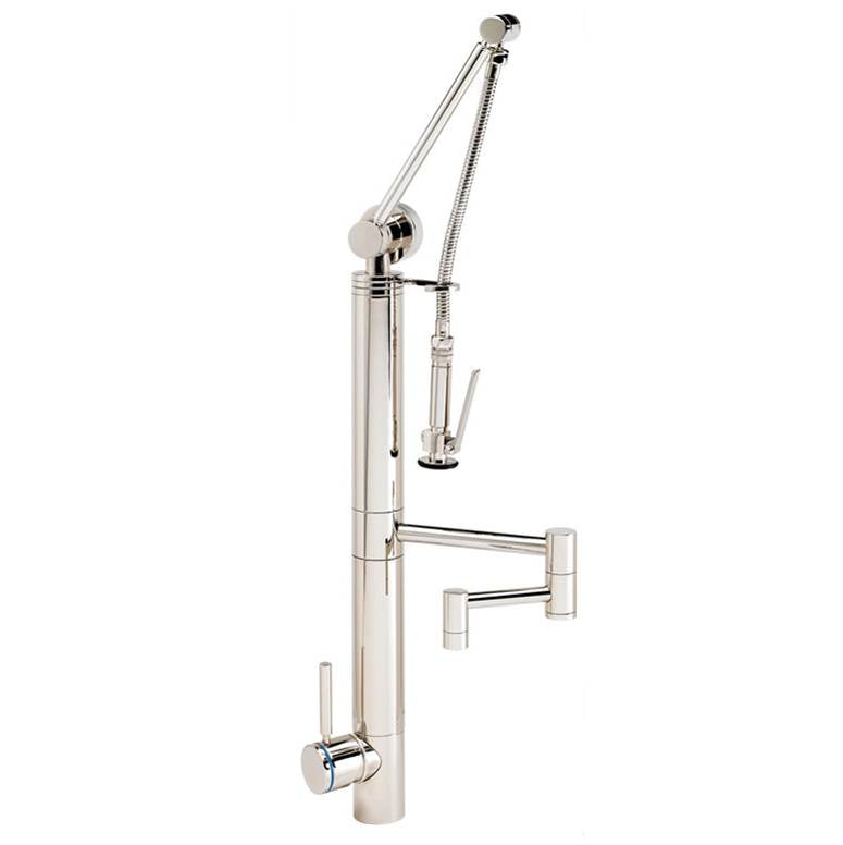 Contemporary Gantry Pulldown Faucet - 18" Articulated Spout - 4pc. Suite