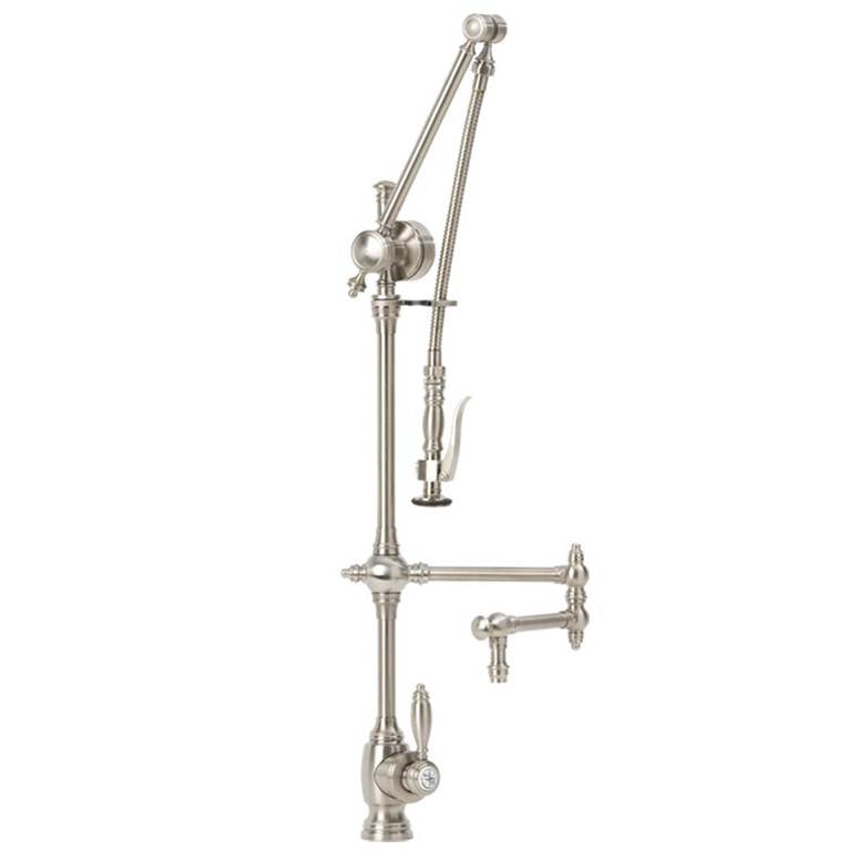 Traditional Gantry Pulldown Faucet - 18" Articulated Spout - 4pc. Suite