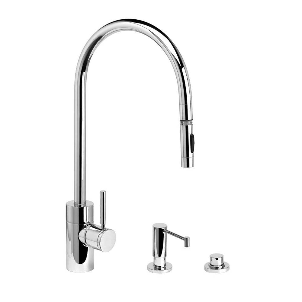 Contemporary Extended Reach PLP Pulldown Faucet - Toggle Sprayer - 3pc. Suite