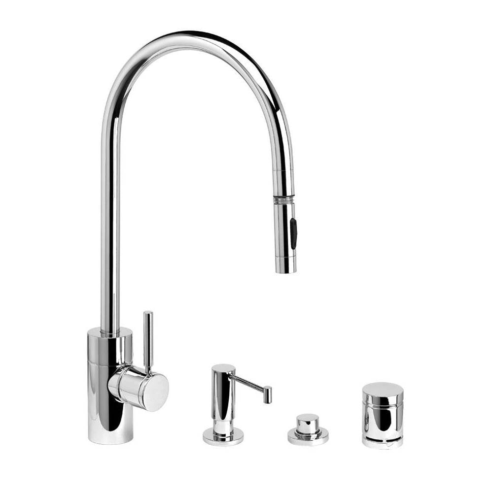 Contemporary Extended Reach PLP Pulldown Faucet - Toggle Sprayer - 4pc. Suite