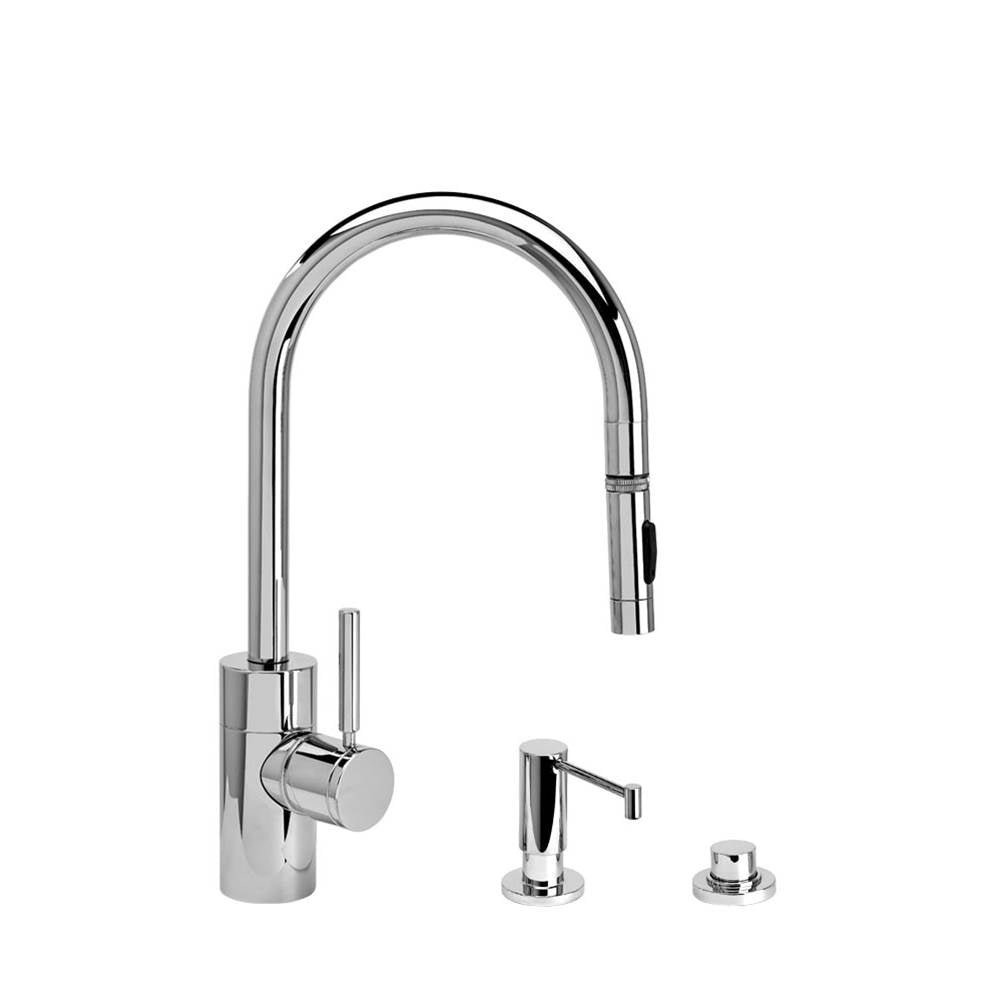 Contemporary PLP Pulldown Faucet - Toggle Sprayer - 3pc. Suite