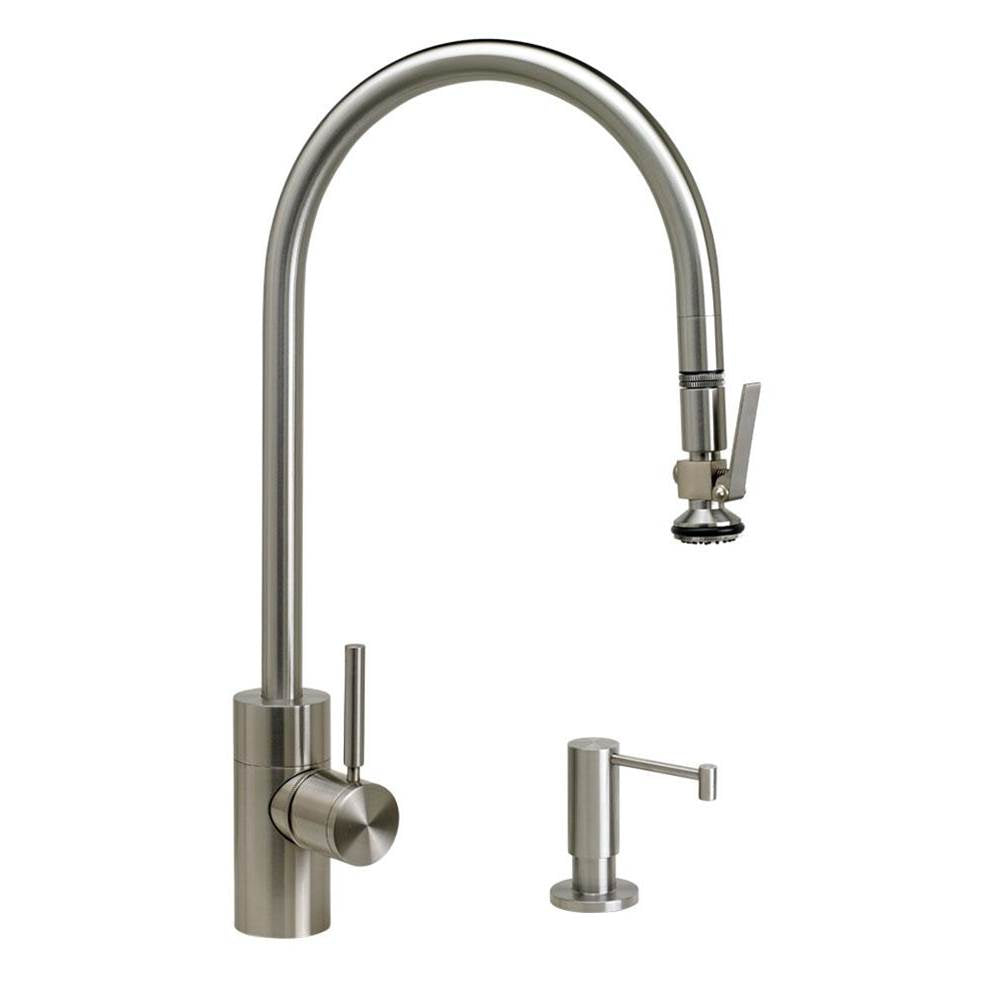 Contemporary Extended Reach PLP Pulldown Faucet - Lever Sprayer - 2pc. Suite