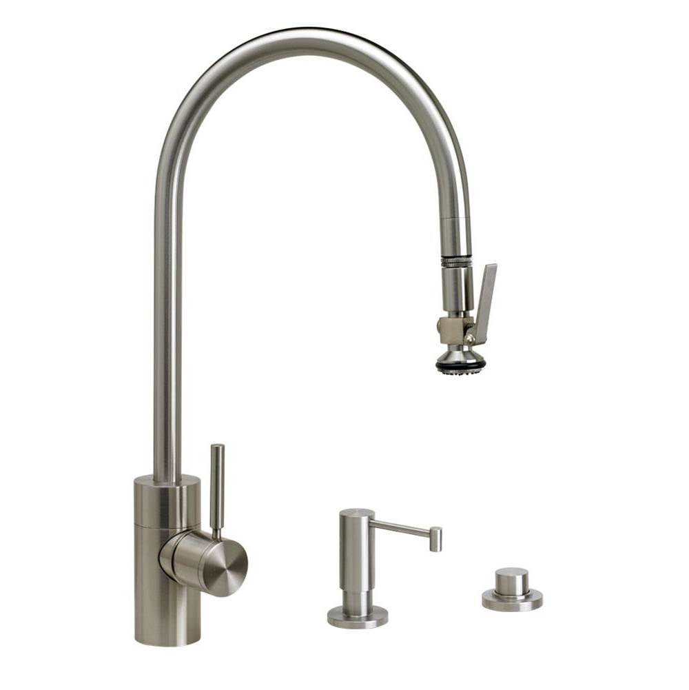 Contemporary Extended Reach PLP Pulldown Faucet - Lever Sprayer - 3pc. Suite