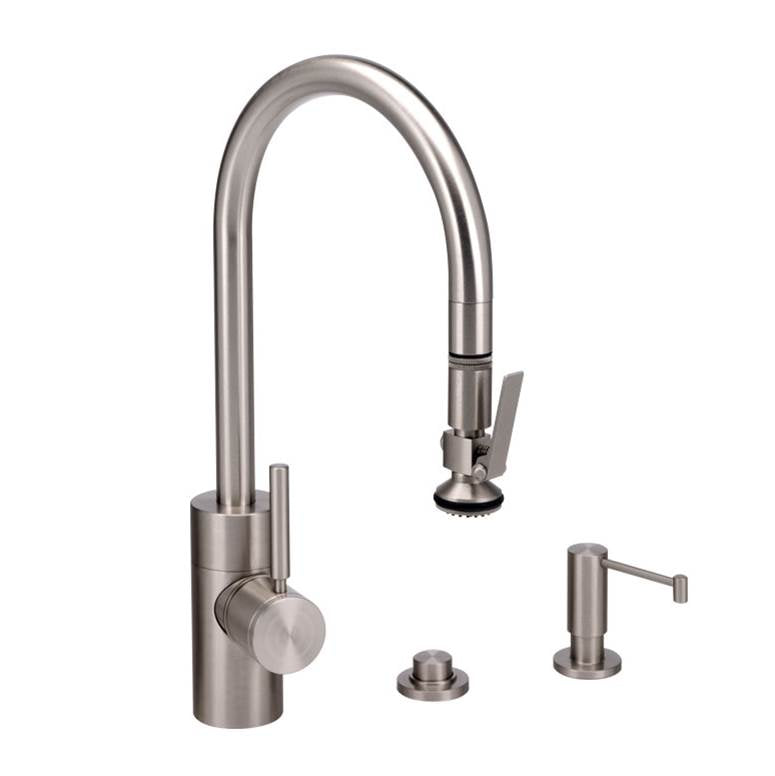 Contemporary PLP Pulldown Faucet - Lever Sprayer - 3pc. Suite