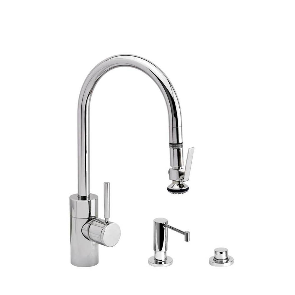 Contemporary PLP Pulldown Faucet - Lever Sprayer - 3pc. Suite