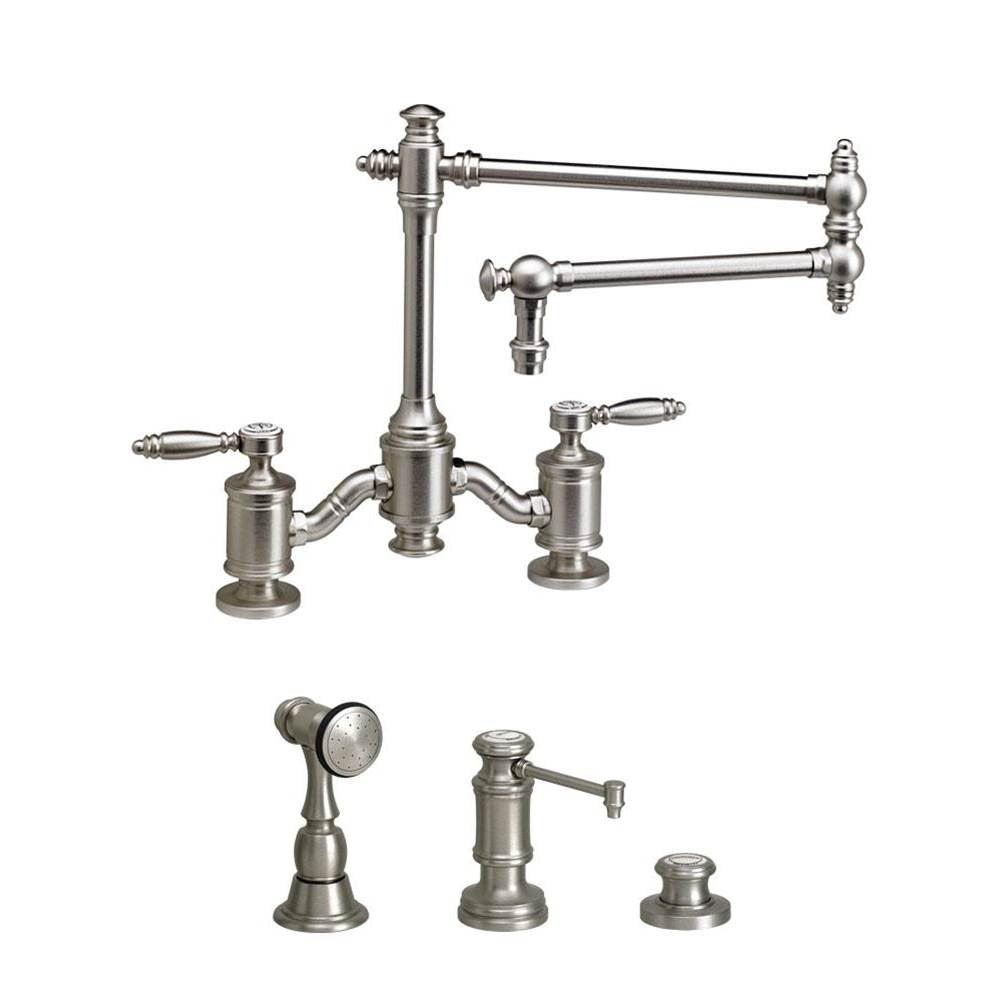 Towson Bridge Faucet - 18" Articulated Spout - Lever Handles - 3pc. Suite