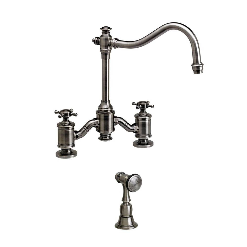 Annapolis Bridge Faucet - Cross Handles w/ Side Spray