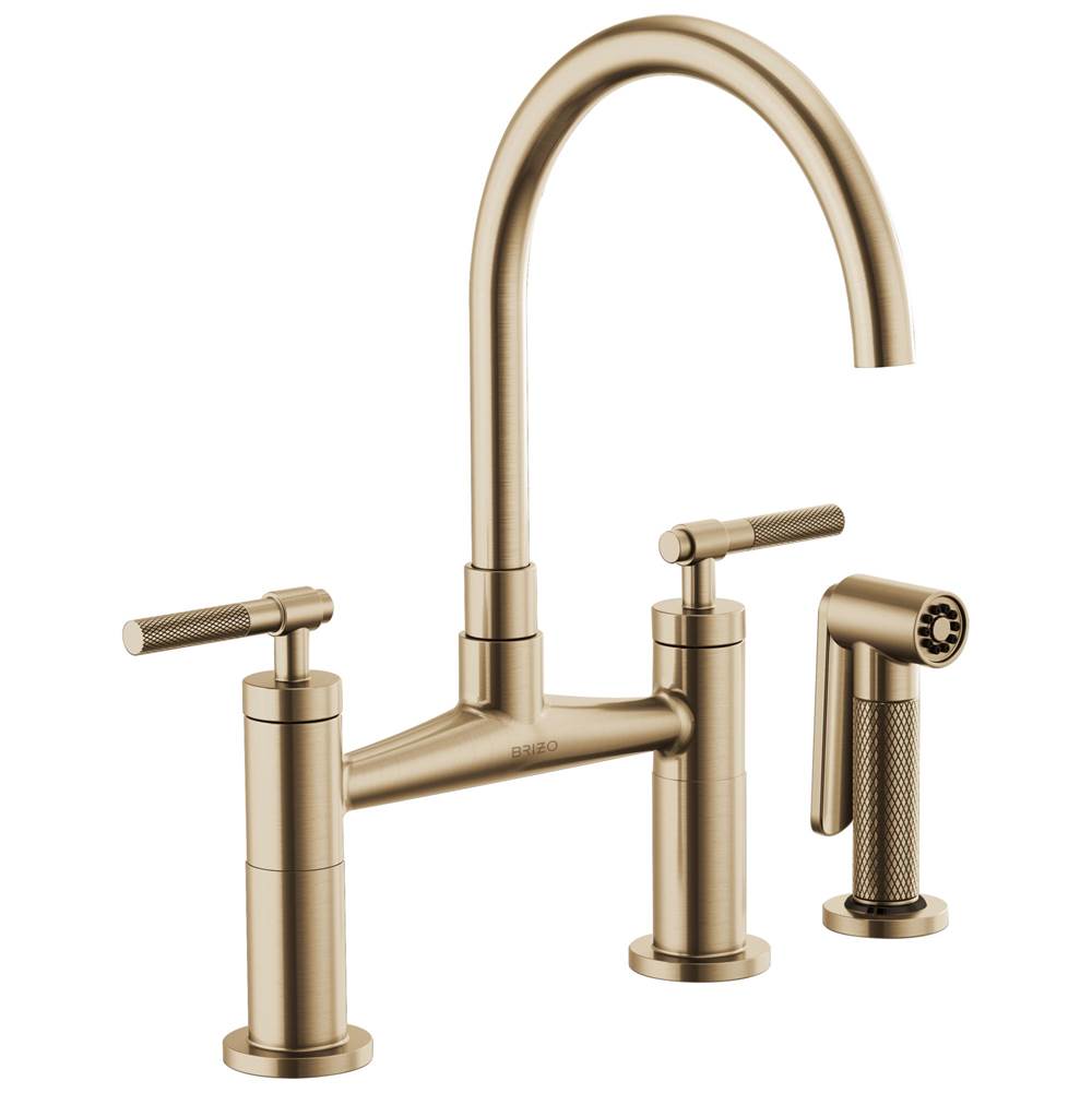 Litze  Bridge Faucet with Arc Spout and Knurled Handle