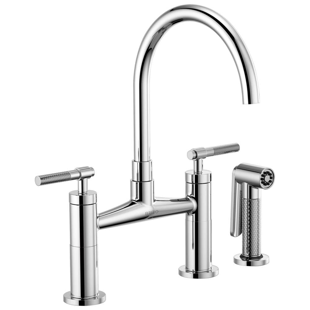 Litze  Bridge Faucet with Arc Spout and Knurled Handle
